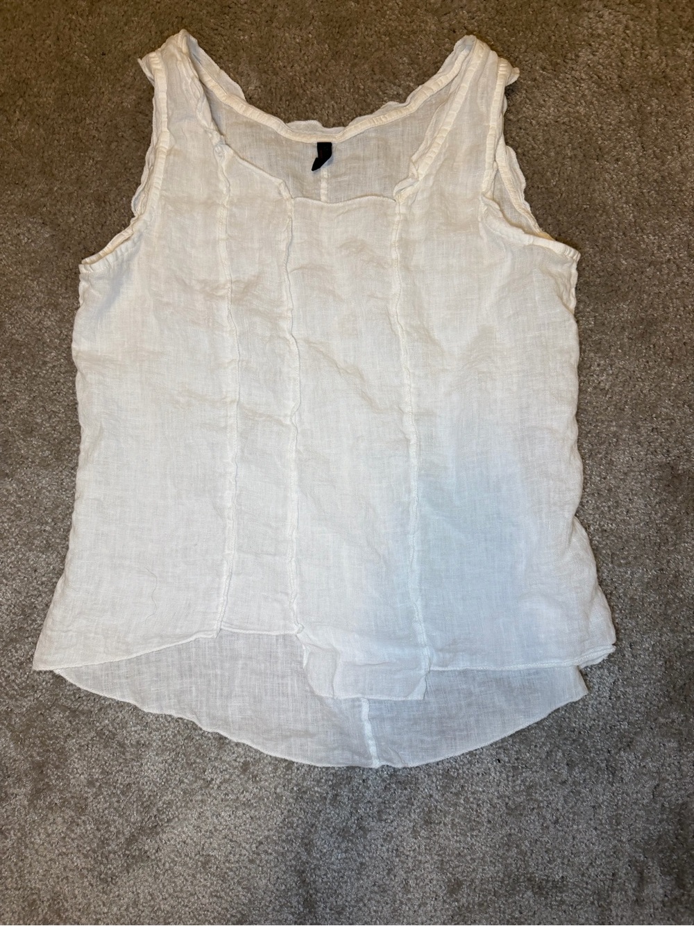 INIZIO Italy White 100% Linen Sleeveless Top Tank High Low Lagenlook Small